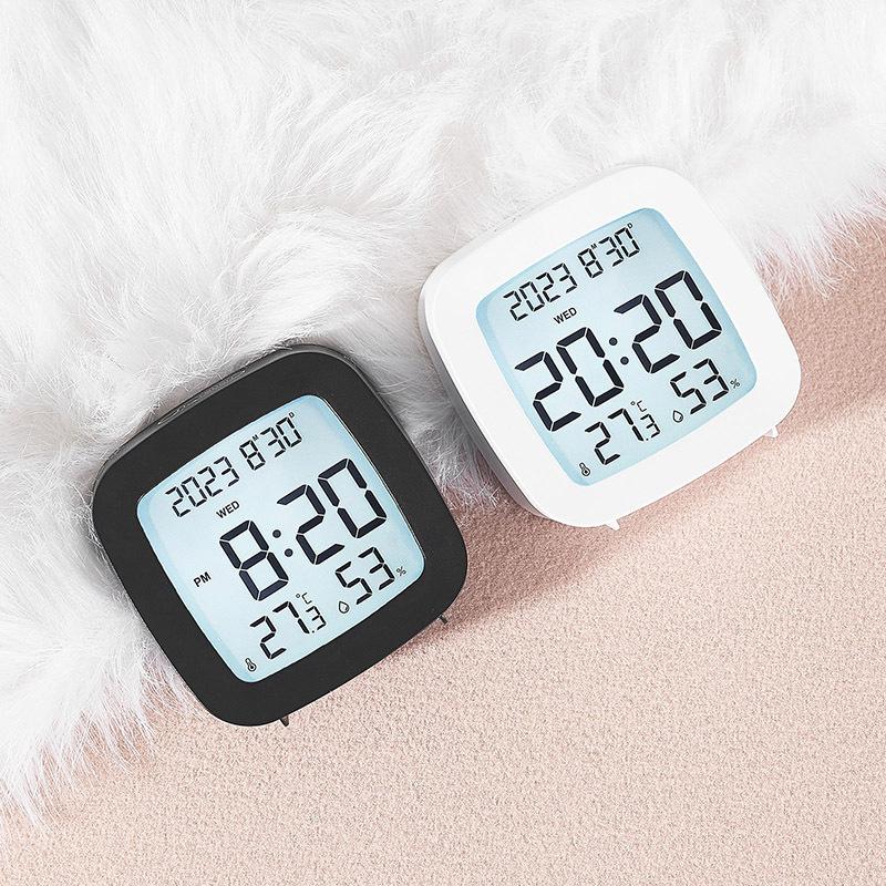 Simple Multifunctional Clock Temperature Humidity Compact LCD Clock Student Clock Creative Bedside Alarm Clock