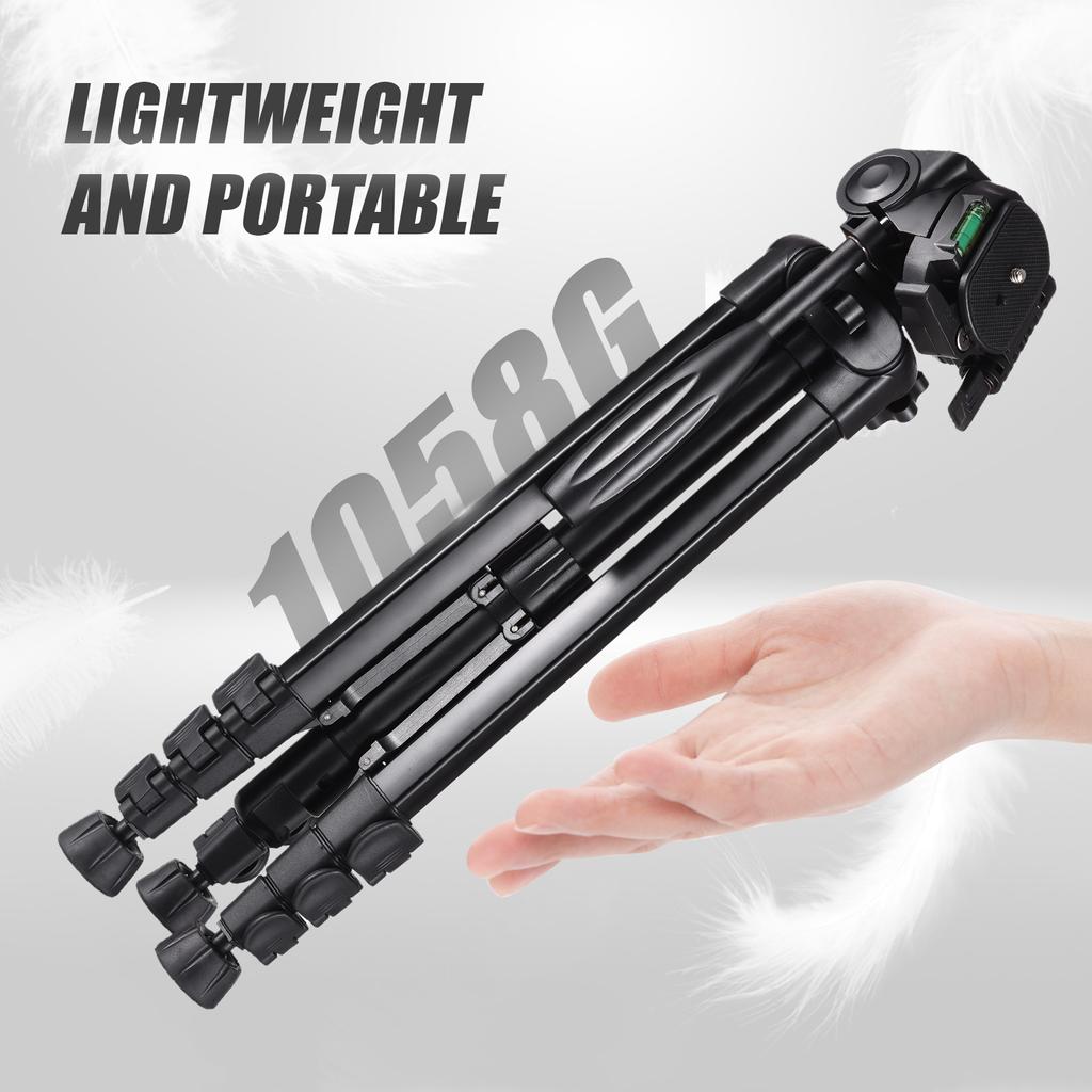 150cm/ 59in Portable Camera Tripod Stand Aluminum Alloy Photography Travel Tripod 3kg Load Capacity