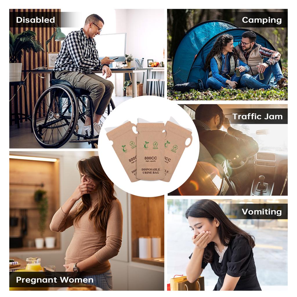 10 одноразовых аварийных мочеприемников, автомобильные пакеты для рвоты, 800 мл, походные пакеты для мочи, универсальные пакеты для поездок и пробок.