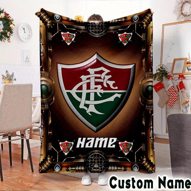 Custom Name Flamengo Team Crest Throws Blanket Flannel Blankets for Couch Bed Gifts for Men Women Picnic blanket Christmas fan gifts