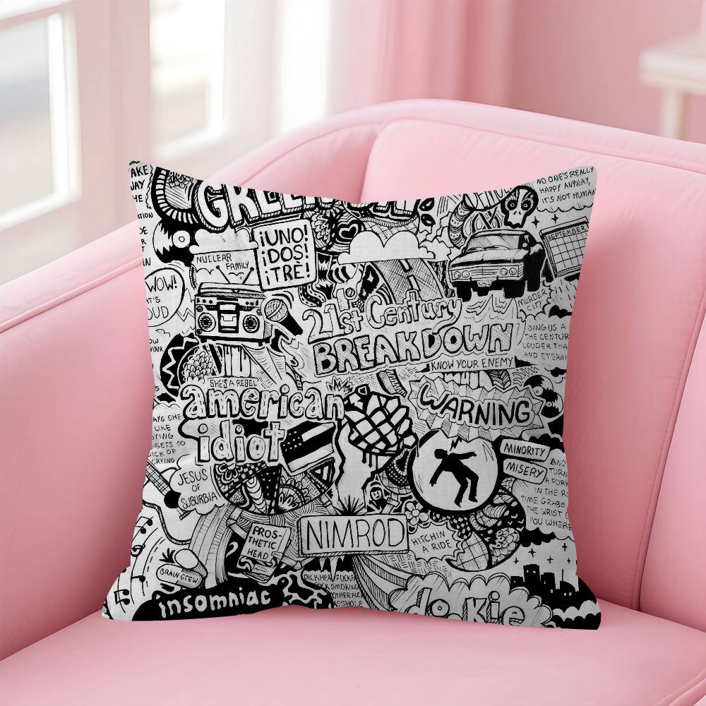 GGreen DDay Band Album Maple Design Cushion Cover Happy Autumn Harvest decor Holiday Decorati Pillow Cover