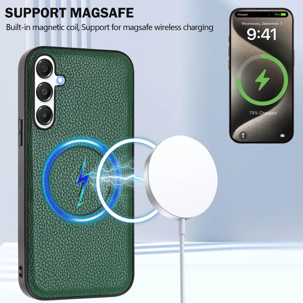 For Samsung Galaxy A25 5G (Global) (161.0 x 76.5 x 8.3mm) Magnetic Case TPU + PU Leather Phone Back Cover with Detachable Card Holder