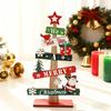 Christmas Sign Tabletop Decorations Tree Shaped Wooden Santa Snowman Gift Boxes Table Decor for Farmhouse Tiered Tray Desk Mantel Shelf