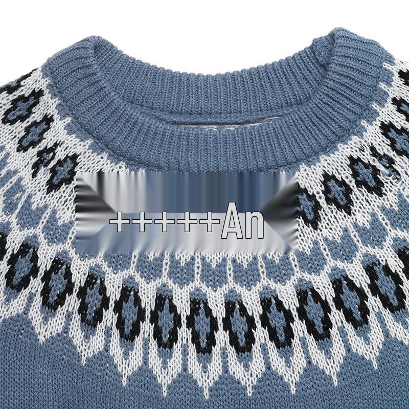2026 Autumn/Winter Ethnic Style Fair Isle Long Sleeve Round Neck Sweater