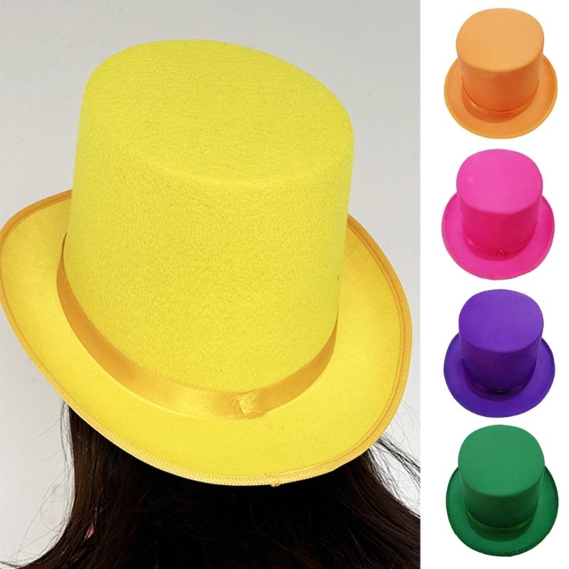 Universal Trilby Hat for Gentlemen Magicians Carnivals Trilby Hat Thicken Flat Top Hat for Gentlemen Casual Gathering