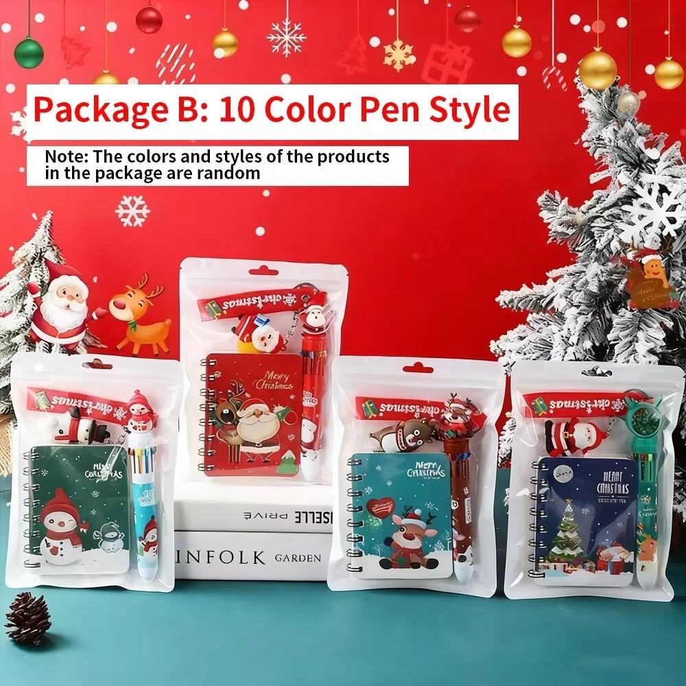 Decorative Keychain Holiday Gift Set 3-in-1 Festive Stationery Kit Notebook Pen Set Xmas Gift