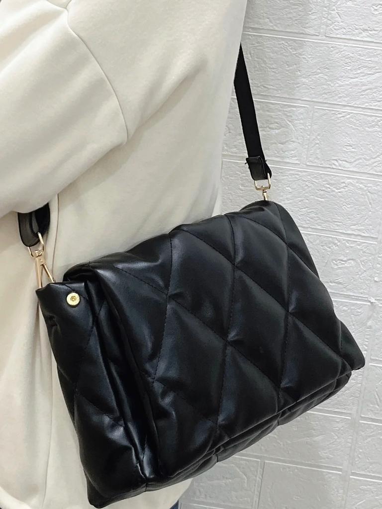 Пуховая женская сумка осень-зима 2024 года, новая модная ромбовидная маленькая квадратная сумка, универсальная сумка через плечо большой вместимости