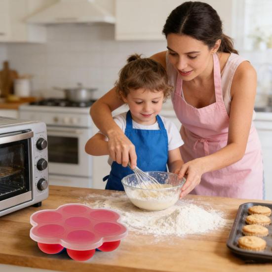 Поддоны для заморозки продуктов с крышкой, 7 ячеек, силиконовый контейнер для хранения продуктов для замораживания грудного молока, кубиков льда и фруктовых пюре, герметичное хранение