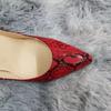 Classic Sexy Pointed Toe High Heels Women Pumps Shoes Faux Snake Print Wedding Party   Pattern Shoes