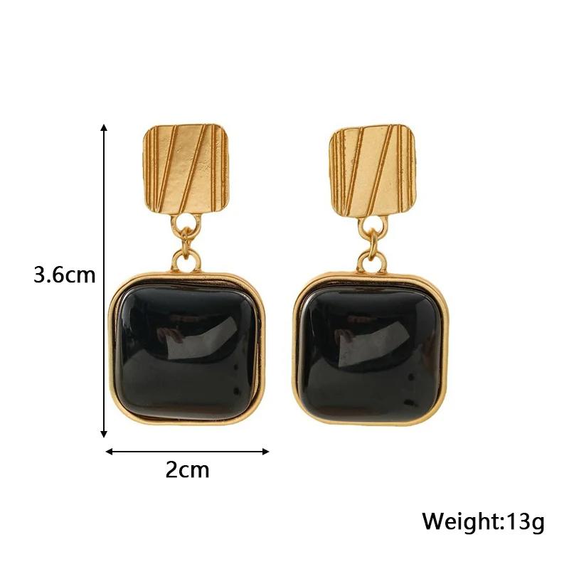 Retro Black Red Geometry Square Metal Drop Earrings for Women Bijoux Wedding Party Brincos Jewelry Gift Girl Earring