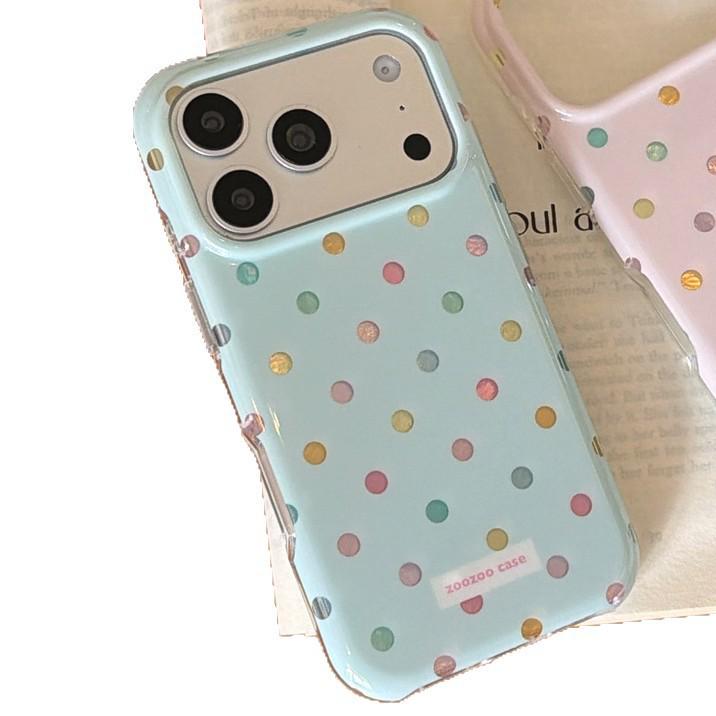 Яркий чехол-бампер с круглыми краями и принтом в горошек для iPhone 14/13/Apple 17/16/15 Pro Max с защитой от падений