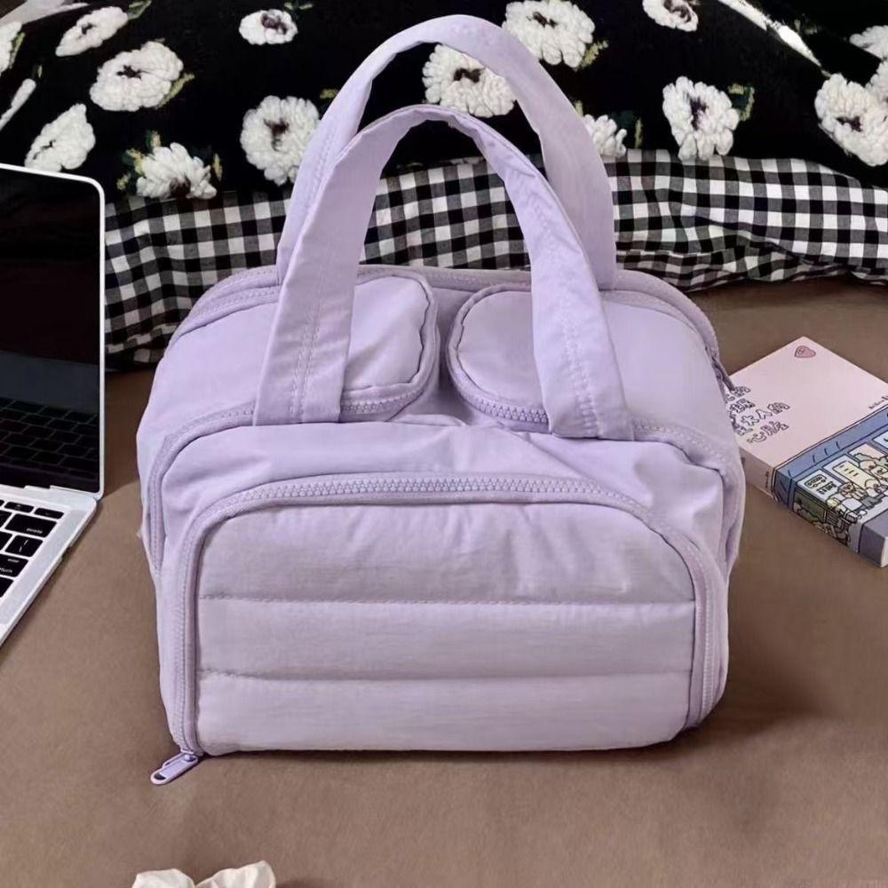 Zipper Closure Cosmetic Handbag Multipocket Design Women Cosmetic Tote Travel Use