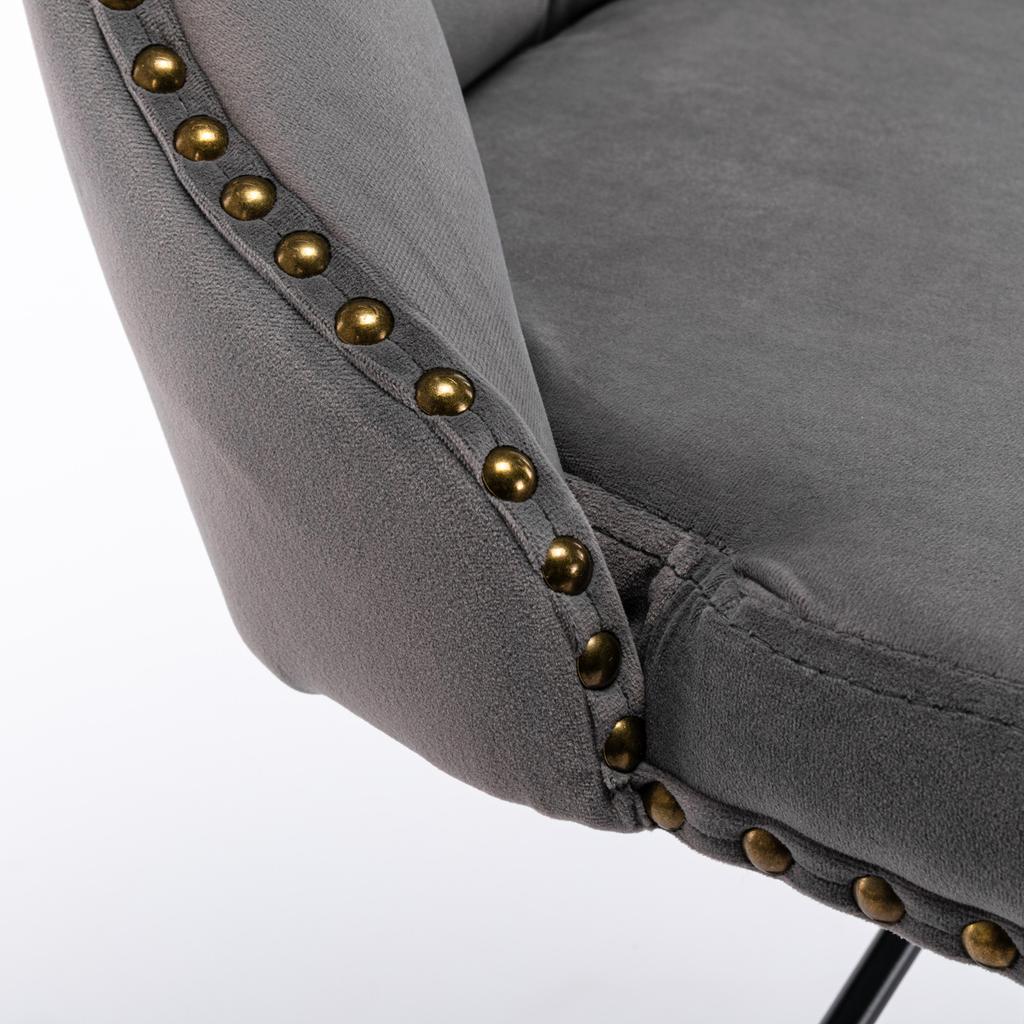 Swivel Velvet Barstools Adjustable Seat Height from 25-33 Inch,17.7 inch base, Tufted for Home Pub and Kitchen Island, Gray ,Set of 2,DE1812GY