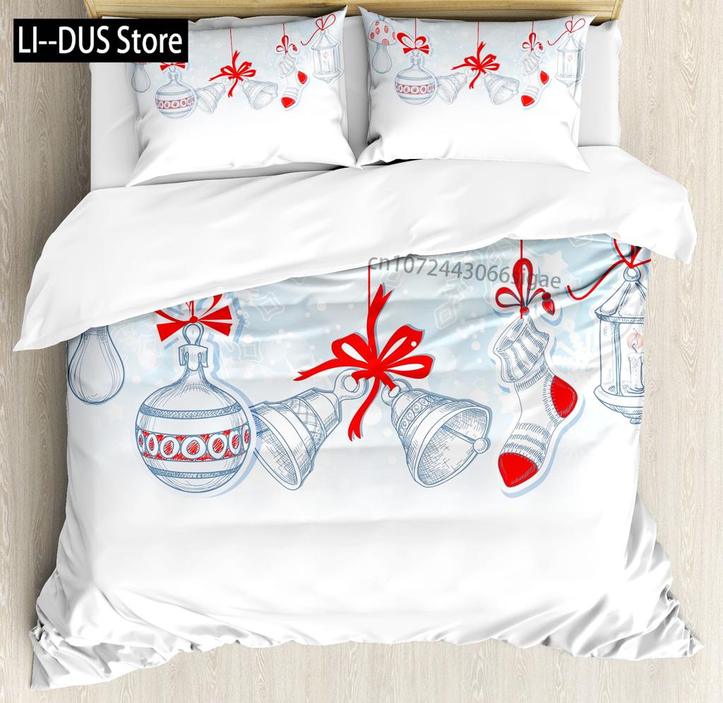 Snow Christmas Duvet Cover Set Decorative 3 Piece Bedding Set With 2 Pillow Shams Single King Queen Twin Size Bed Collection