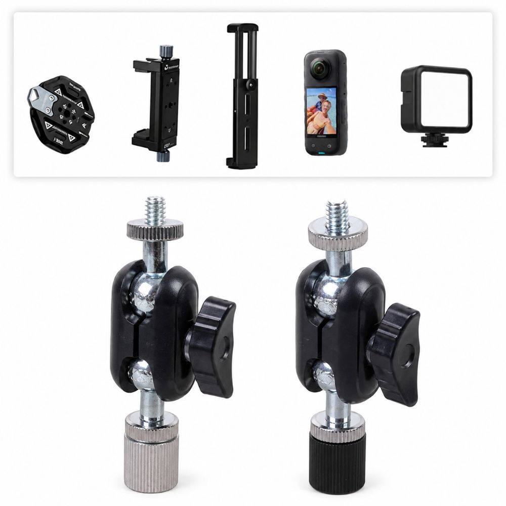 17mm Ball Head Adapter 1/4 Inch Screw Ball Head Mount Portable Camera Adapter Head Photography