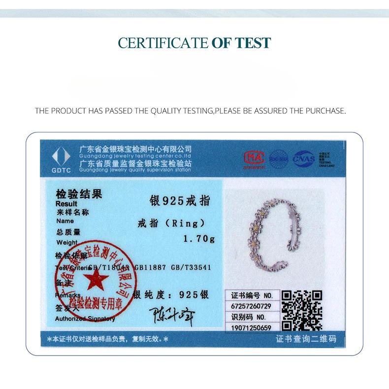 Fresh Little Daisy Open Ring Women'S Simple And Versatile S925 Sterling Silver Platinum Plated Flower Ring