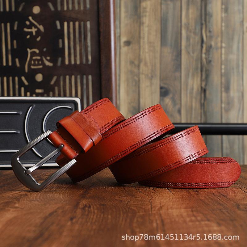 Retro Belt Leather Pin Buckle First Layer Pure Cowhide Handmade Personalized Casual Jeans Youth Versatile