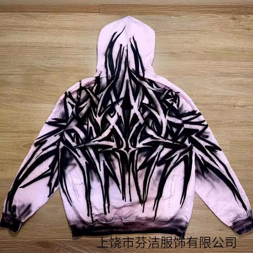 2025 European and American high street retro dark pullover sweater goth retro big 3D printing pattern street wear
