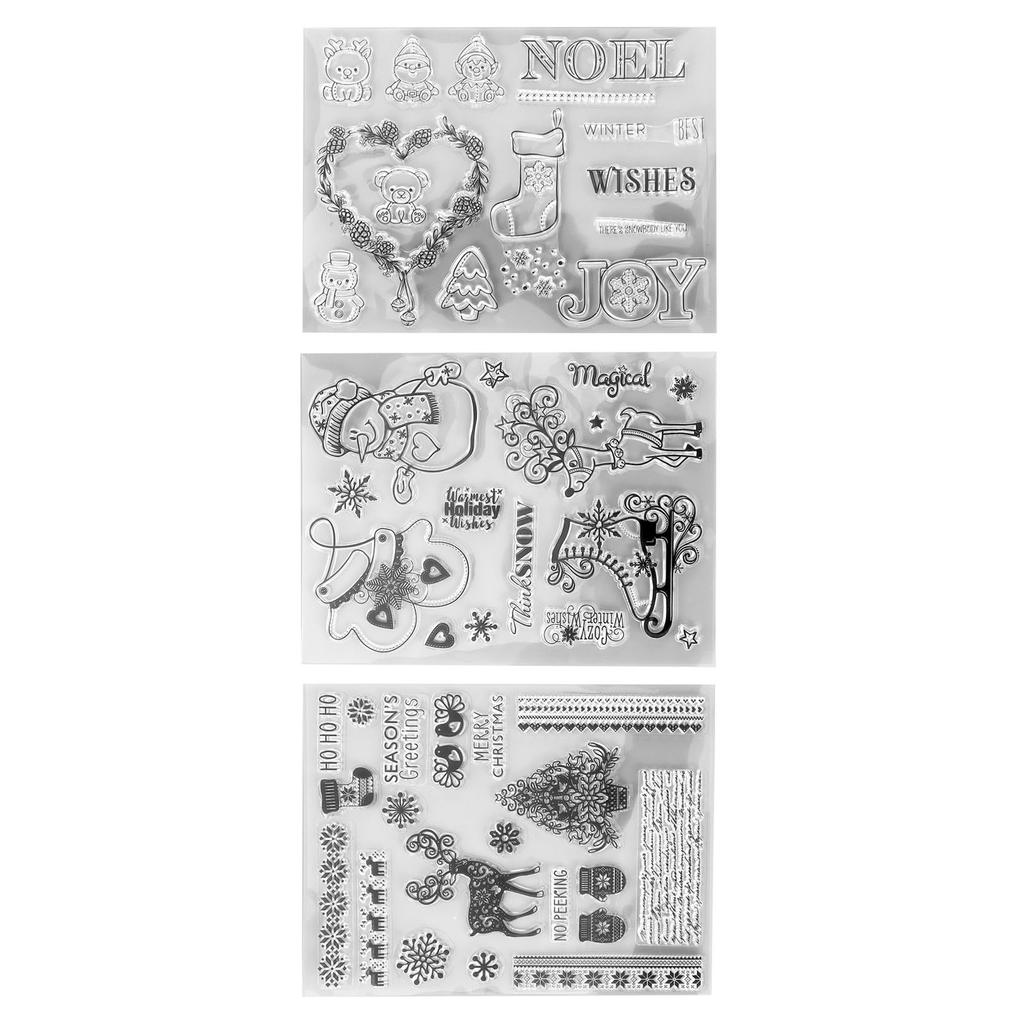 3 шт. прозрачных штампов с прозрачным отпечатком, переработанные безопасные рождественские олени, прозрачные штампы для открыток для поделок