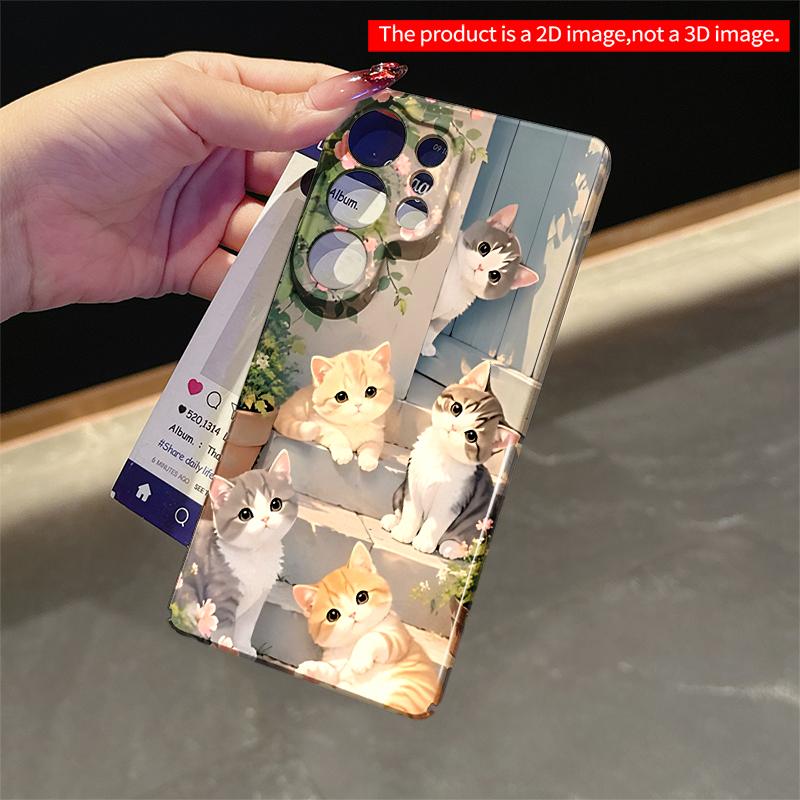 2DFlat Samsung phone case Cute Kittens in Garden Steps Phone Case Applicable to Galaxy S23 S24 S25ULTRA S26 A12 A14 A15 A16 A54 A55