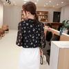 Floral Chiffon Shirt Blouse Female Korean Version 3/4 Sleeve Shirt Fashion Small Shirt Top Elastic Cuffs