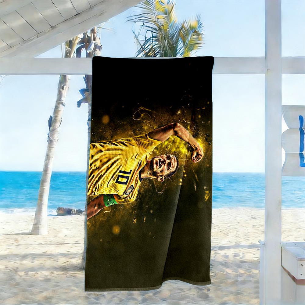 Blue Energy Soccer Player Beach Towel Soft Durable Quick-Dry Comfortable Lightweight