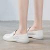 Маленькие белые туфли кожаные мокасины плоские одинарные туфли