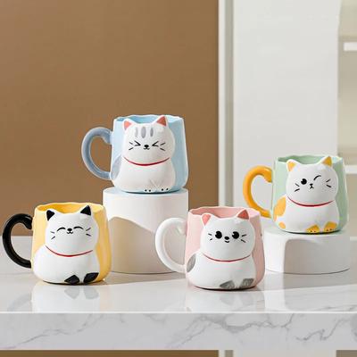 Керамическая чашка с тиснением в виде 3D-мультяшного кота, чашка для кофе, молока, чая, завтрака, с ручкой, посуда, новинка, подарок, дом, кружка 500 мл