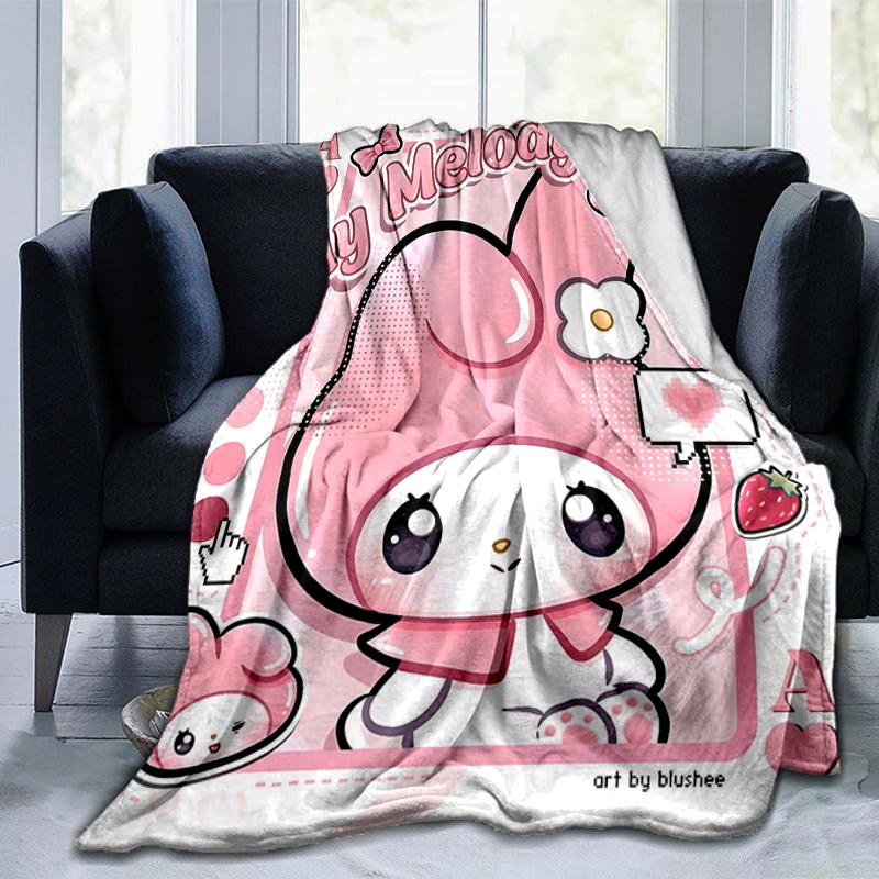 1pc Pink Bunny My Melody Blanket, Seasonal Home Decor Gift for Family and Friend, Soft Throw Blanket Suitable for All Seasons, Living Room, Travel, Ca