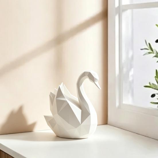 Desktop Ornament Minimalist Geometric Design 3D Printed Swan Sculpture Versatile Decorative Figurine Room Decor