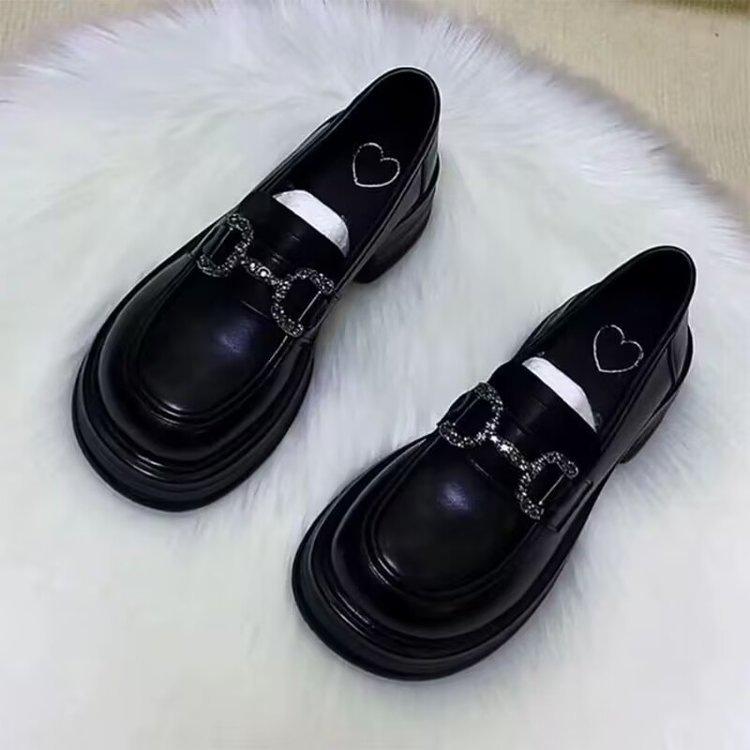 Увеличение роста 6 см мягкая кожа лоферы на платформе женские 2025 осень новинка лакированная кожа маффин один педаль британская кожаная обувь