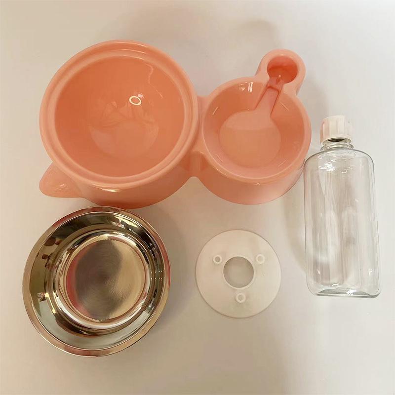 Двойная миска для кошек и собак из нержавеющей стали с защитой шеи и автоматическим диспенсером для воды