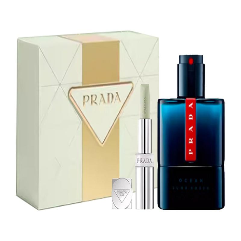 Prada Красная Луна Глубокий Синий Мужской Парфюм Ограниченный Подарочный Набор Туалетная Вода + Бальзам для Губ #U000 Свежий Красная Луна Глубокий Синий Парфюм 50 мл + Бальзам для Губ #U000