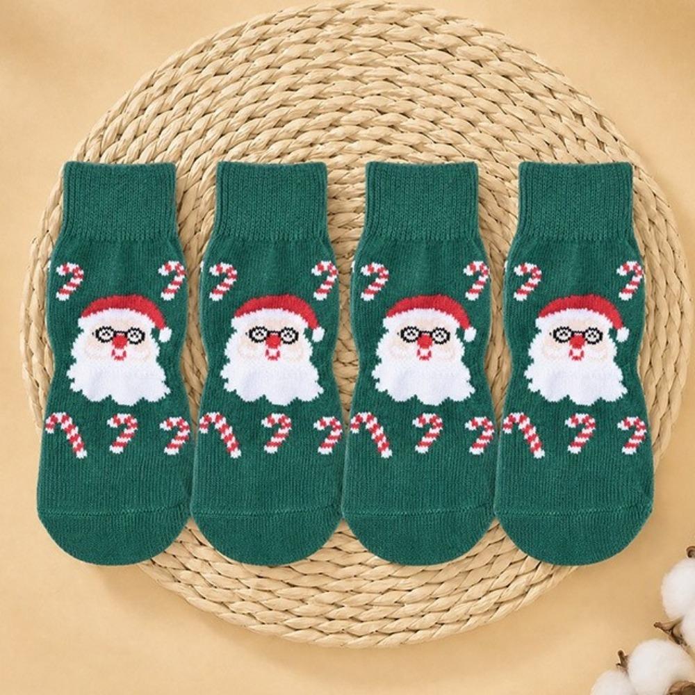 Warm Non Slip Dog Socks Breathable Paws Protectors Pet Boots Christmas Dog Socks  Indoor Socks
