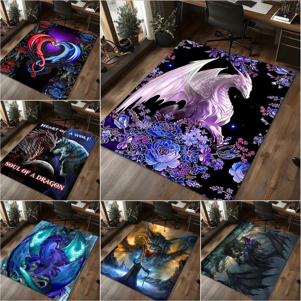 1Pc Dragon Print Rug - home decoration Carpet For Living Room Bedroom Flooring Computer Chair Area Rug