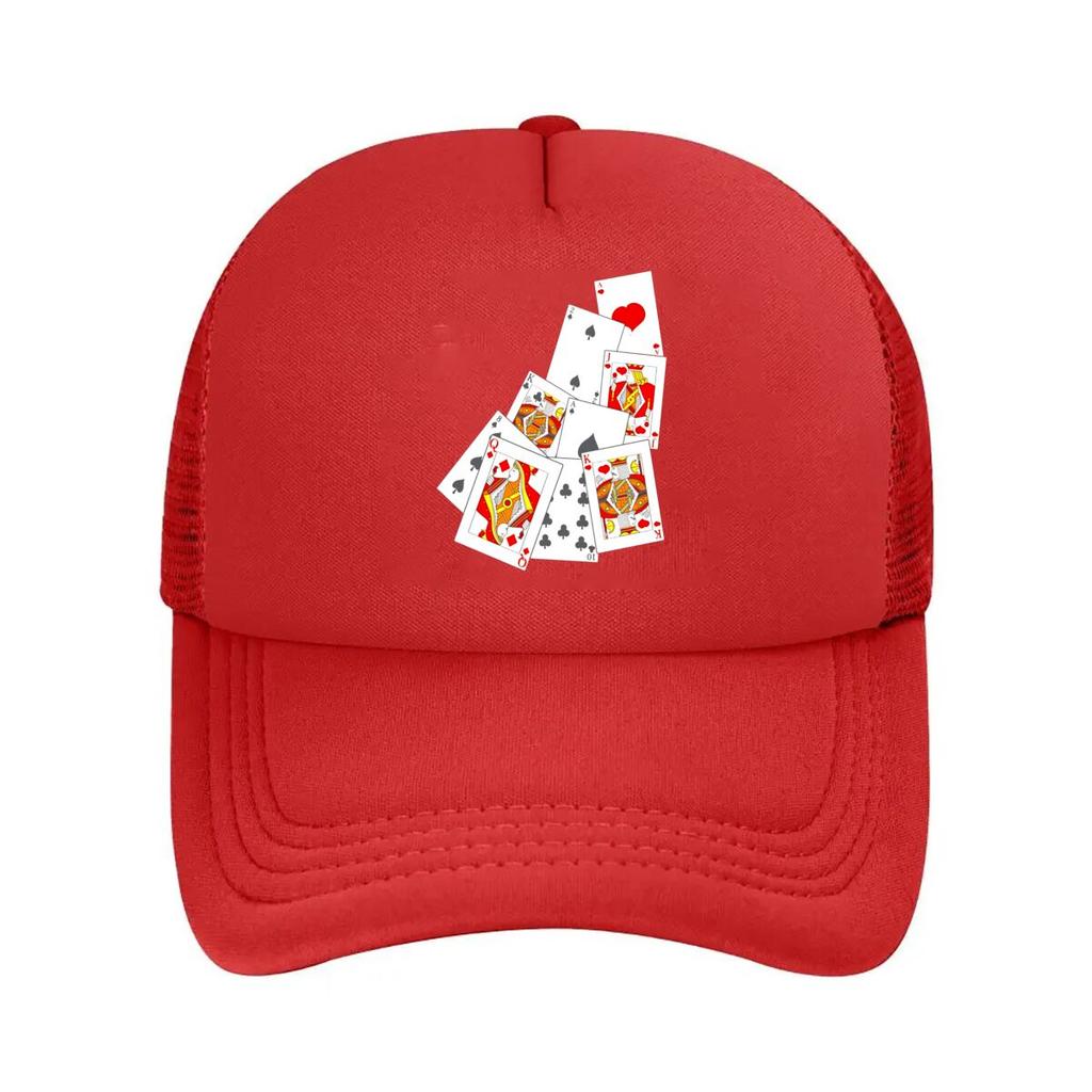 Playing Cards Collage Art Graphic Mesh Baseball Cap Casual Hat Outdoor For Womens Unisex FeUnisex