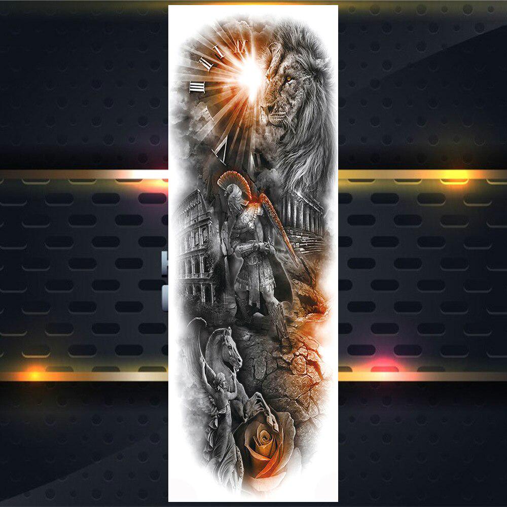 Длинные Временные Татуировки На Полную Руку Для Мужчин Мальчиков Лев Король Зверей Военная Тату Боди-Арт Хна Поддельные Волк Водонепроницаемые Рукава Татуировки Наклейки