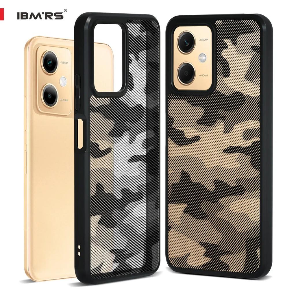 (Comes with Wrist Strap)ibmrs for Xiaomi Note12/12R Pro/POCO X5 5G Case,camouflage Lear Transparent Shell