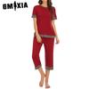 Весенне-летняя новинка женская свободная домашняя пижама женский костюм с коротким рукавом