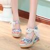 Fashion Fashionable Slope Heel Printed Elegant Sandals 2024 Versatile Summer Casual Women's Shoes Lightweight and Breathable High Heels
