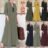 Plus Size Womens Long Maxi Shirt Dress Button Down V-neck Long Sleeve Cotton Dresses with Pockets