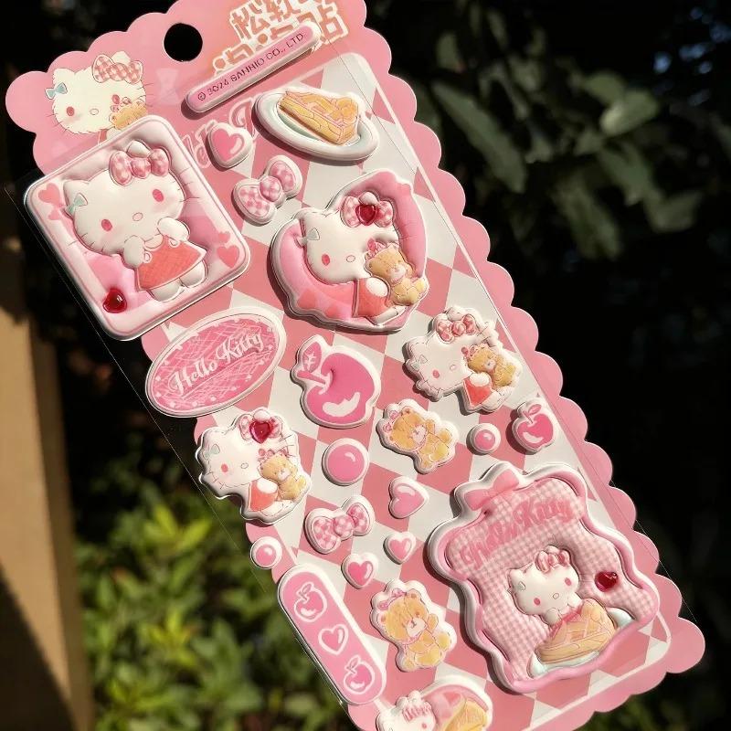 2026 Горячие Новые Милые Наклейки Hello Kitty 3D Толстые и Объемные Двухслойные Пузырчатые Наклейки Декоративные Наклейки для Ноутбука и Чехла Телефона Идеальные Подарки