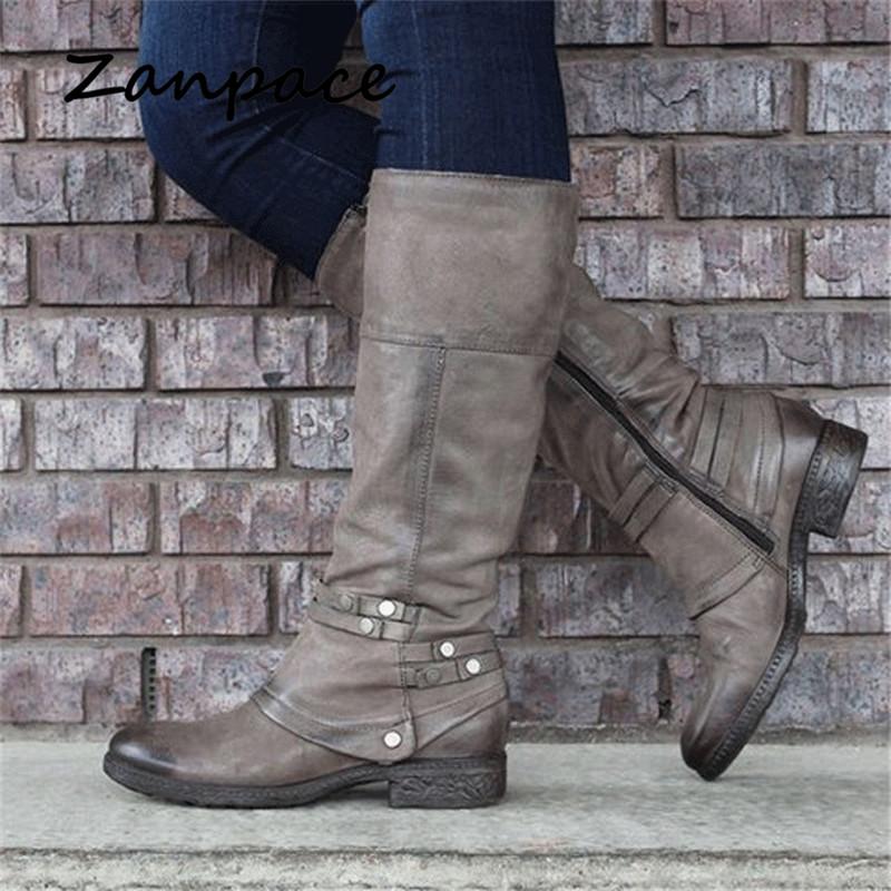 ZANPACE 2024 зимние женские ботинки большого размера 43 PU с круглым носком на молнии женские туфли кожаные теплые женские высокие ботинки Zapatos De Mujer