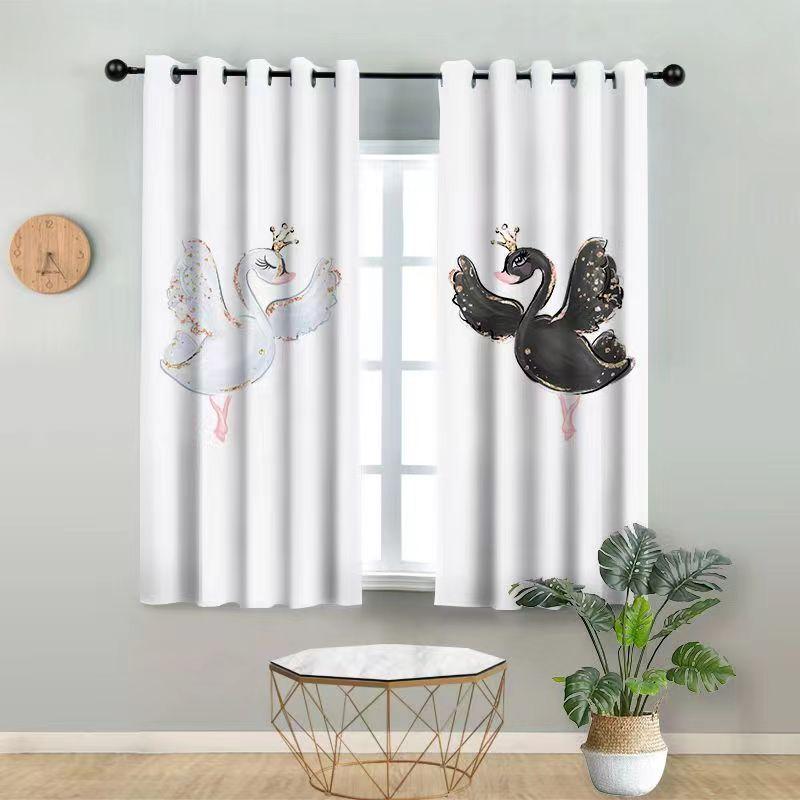Мультяшный балет милый единорог лебедь розовая принцесса девочка оконные шторы для детей спальня гостиная кухня дверь домашний декор 2 шт