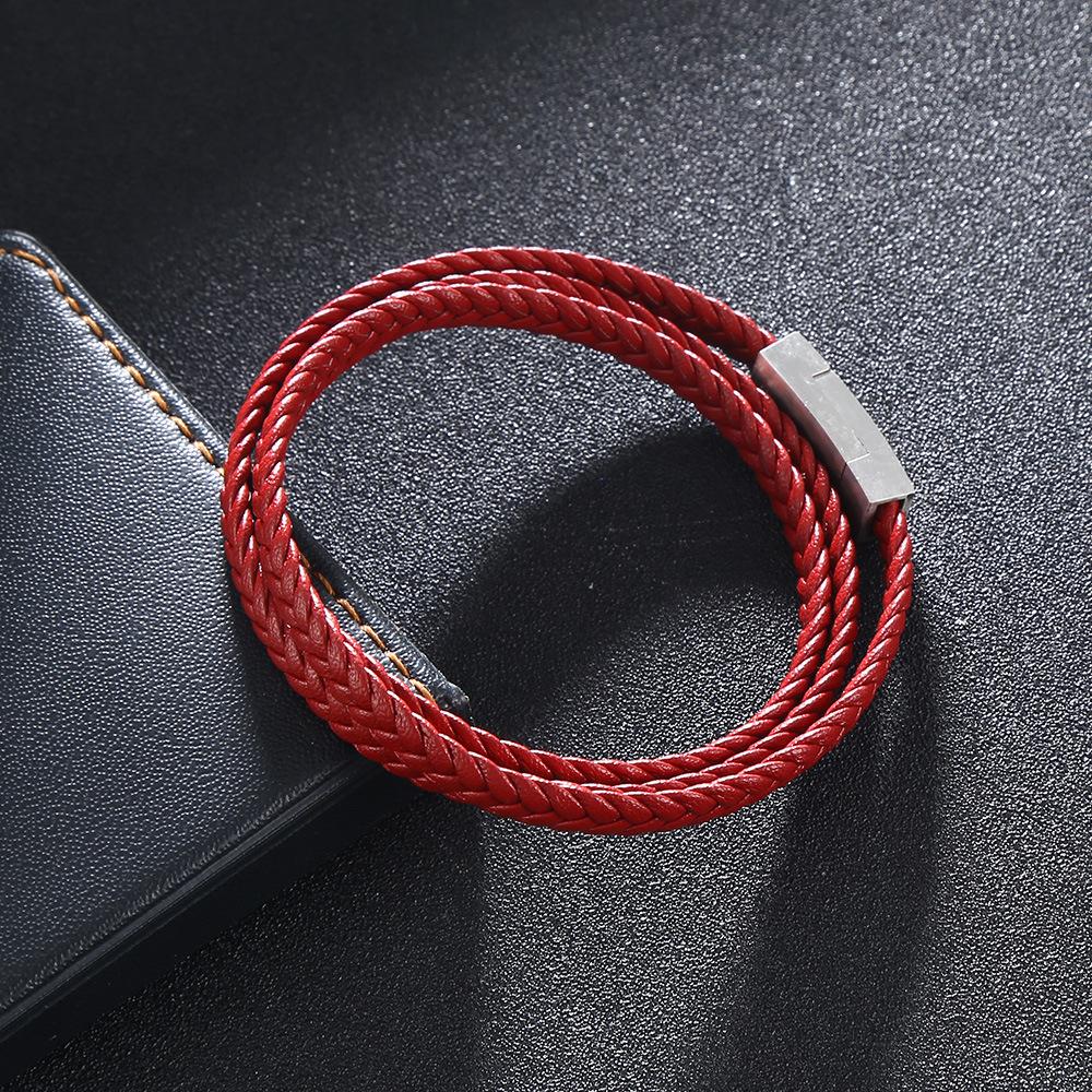 Простой мужской браслет многослойные кожаные браслеты шарм металлическая застежка мужские ювелирные изделия подарки