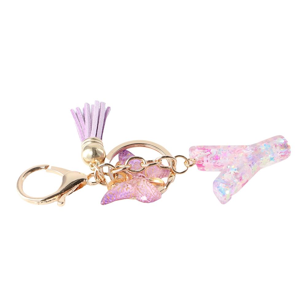 Брелок с буквами в виде бабочки и фиолетовых снежинок от A до Z 26 от A до Z 26, забавный декоративный брелок с алфавитом