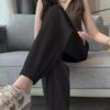 Женские Летние Длинные Брюки Тонкие Повседневные Широкие Штаны-Шаровары Длиной до Щиколотки Однотонные Эластичная Талия