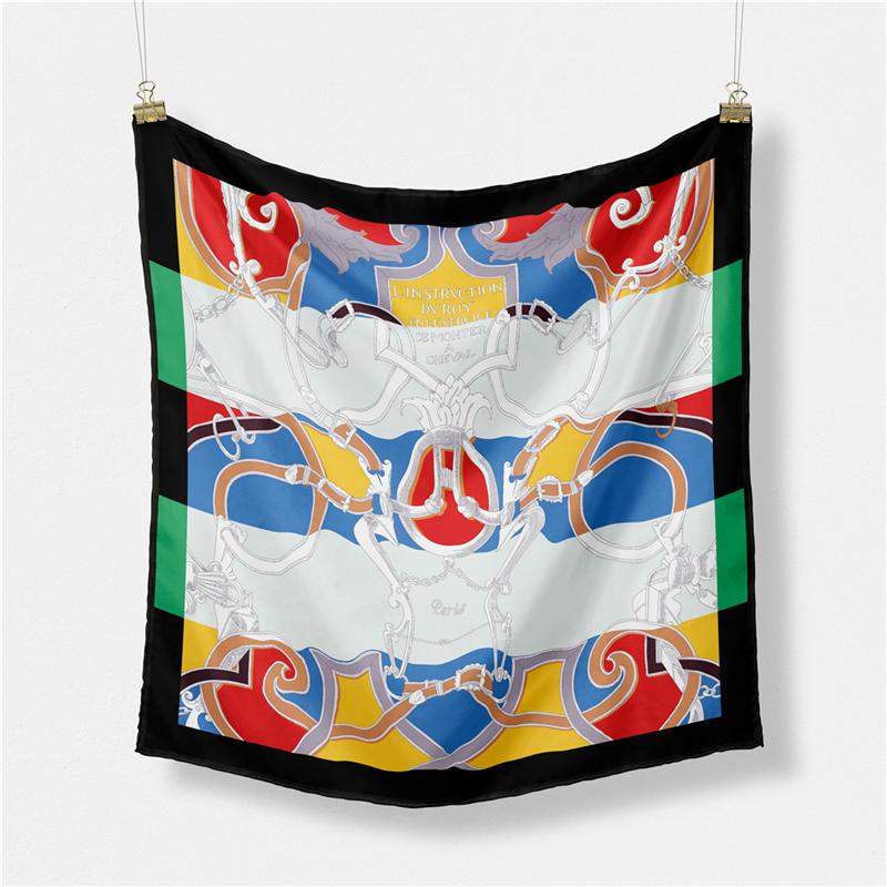 Twill Silk Scarf Women Indian Tiger Print Square Scarves Wraps Bandana Small Hijabs Silk Foulards Tie Headband Neckerchief 53CM