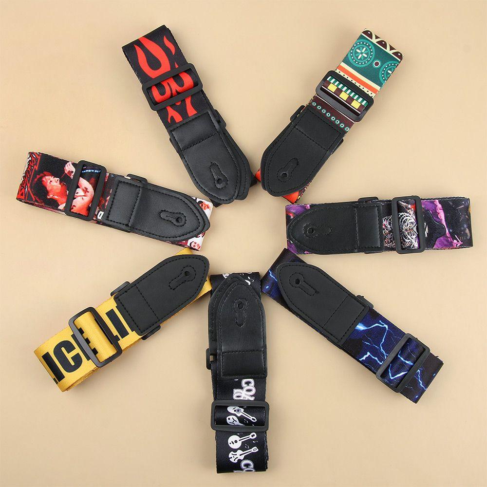 Профессиональный нейлоновый ремень для гитары с концами из ПУ-кожи, гитарные аксессуары, синий дизайн с подсветкой, ремень для гитары, ремень для бас-гитары