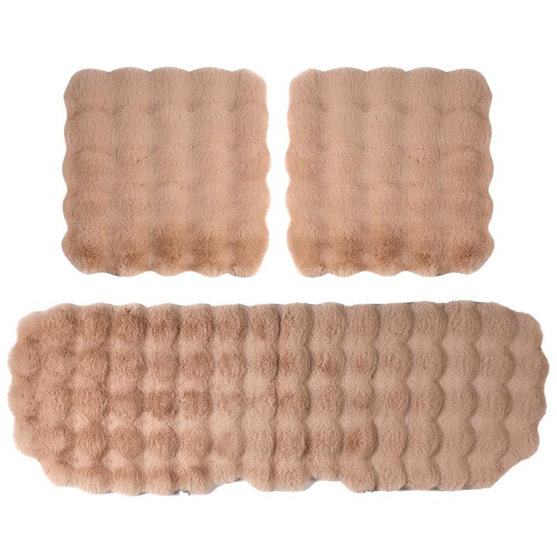 Роскошный утолщенный плюшевый набор подушек для автомобильных сидений, мягкий протектор, теплые чехлы на передние и задние сиденья из искусственного меха с противоскользящим покрытием (3шт)